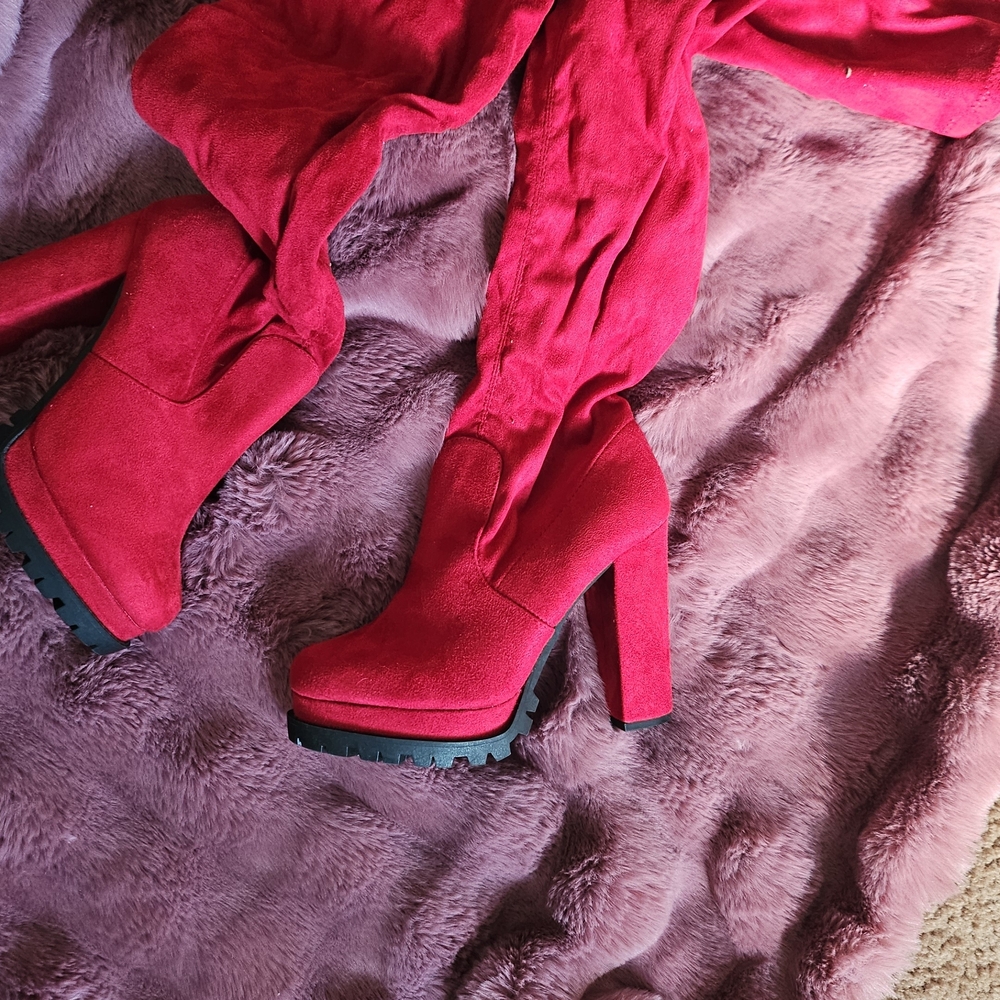 Women's Red Platform Boots